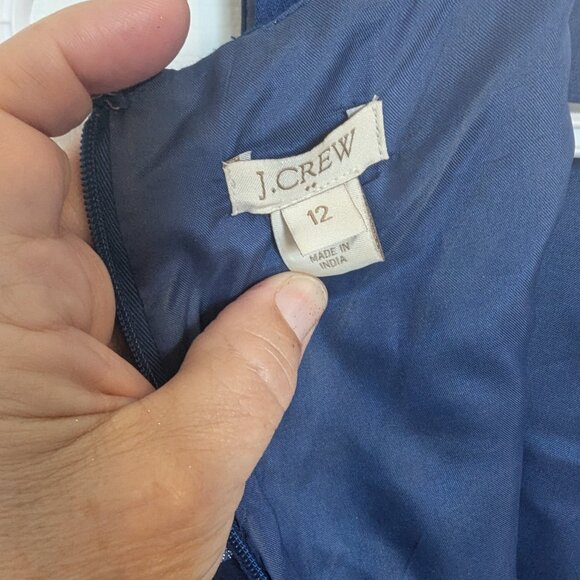 J. Crew Navy and Silver Polka Dot Sheath | 12 | EUC | Silk Cotton Blend! - Picture 6 of 8